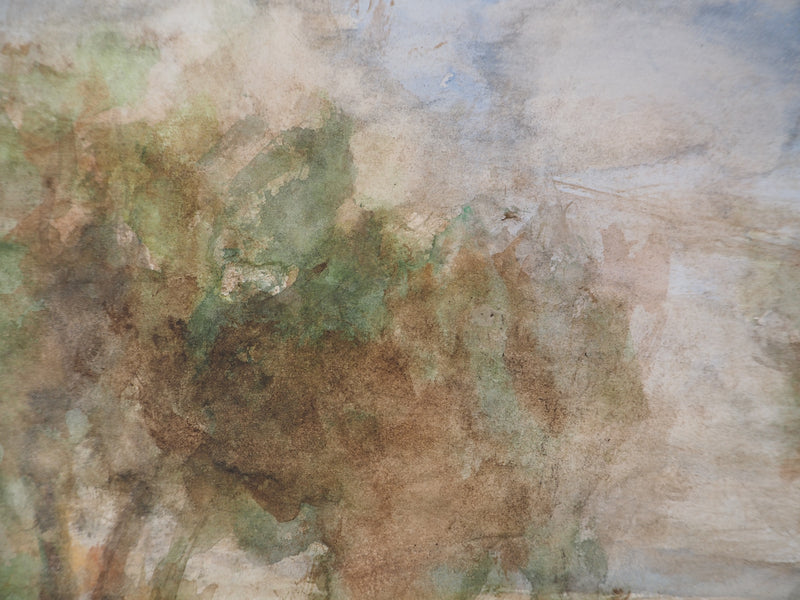 Gilbert PASTOR : La Méditerranée derrière les arbres, Aquarelle originale (photo de détail 7) - Crédit photo : Galerie Art.Paris