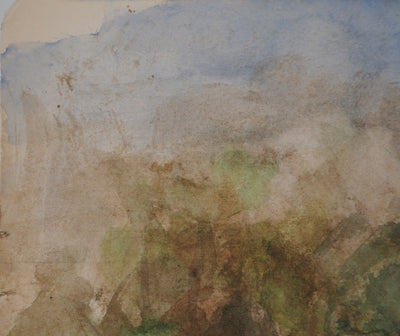 Gilbert PASTOR : La Méditerranée derrière les arbres, Aquarelle originale (photo de détail 3) - Crédit photo : Galerie Art.Paris