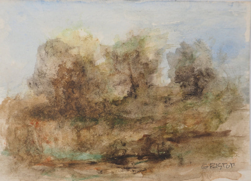 Gilbert PASTOR : Ruisseau en forêt , Aquarelle originale (vue générale) - Crédit photo : Galerie Art.Paris