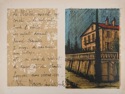 Bernard BUFFET : Saint-Tropez : La maison sudiste, Lithographie originale (vue générale) - Crédit photo : Galerie Art.Paris