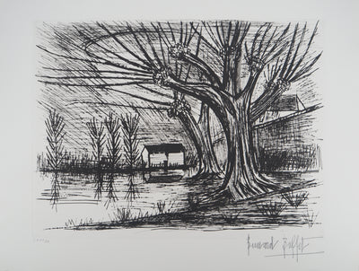 Bernard BUFFET : La maison sur le lac, Gravure originale (vue générale) - Crédit photo : Galerie Art.Paris