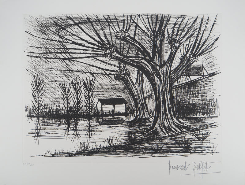 Bernard BUFFET : La maison sur le lac, Gravure originale (vue générale) - Crédit photo : Galerie Art.Paris