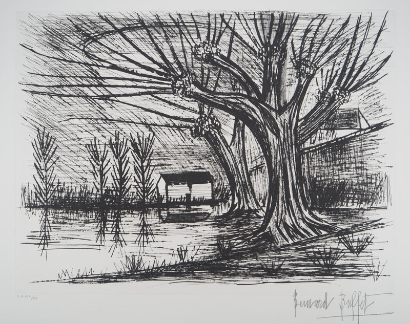 Bernard BUFFET : La maison sur le lac, Gravure originale (photo de détail 3) - Crédit photo : Galerie Art.Paris