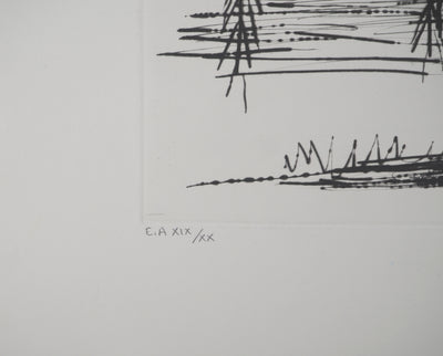 Bernard BUFFET : La maison sur le lac, Gravure originale (photo de détail 7) - Crédit photo : Galerie Art.Paris