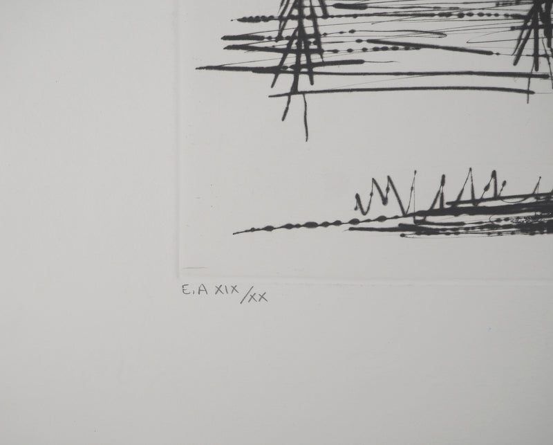 Bernard BUFFET : La maison sur le lac, Gravure originale (photo de détail 7) - Crédit photo : Galerie Art.Paris