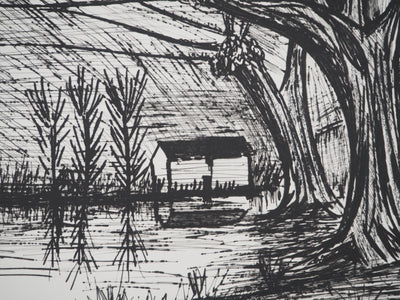 Bernard BUFFET : La maison sur le lac, Gravure originale (photo de détail 4) - Crédit photo : Galerie Art.Paris