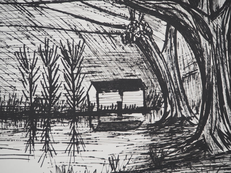 Bernard BUFFET : La maison sur le lac, Gravure originale (photo de détail 4) - Crédit photo : Galerie Art.Paris