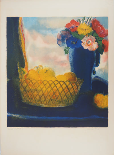 Pierre GARCIA-FONS : Le bouquet et la corbeille de fruits, Lithographie originale (vue générale) - Crédit photo : Galerie Art.Paris