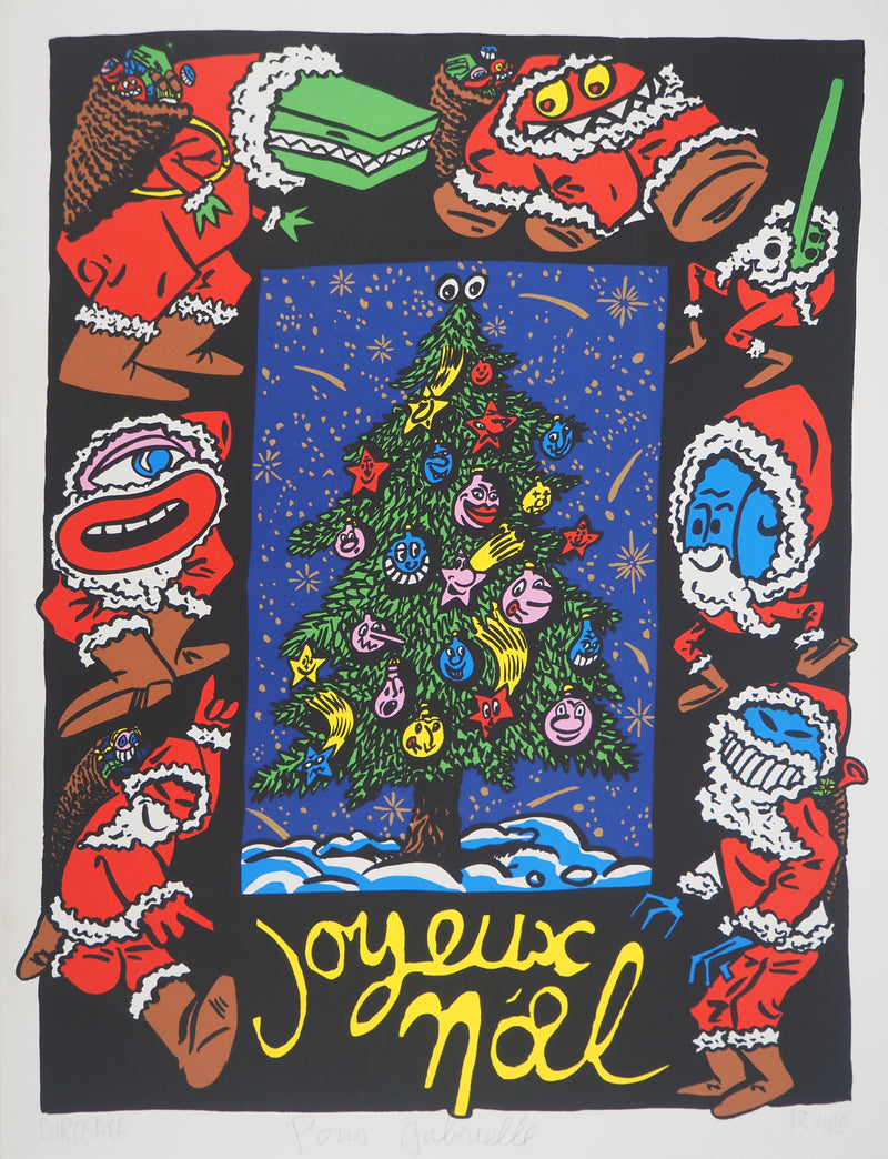 Hervé DI ROSA : Joyeux Noël, Sérigraphie originale (vue générale) - Crédit photo : Galerie Art.Paris