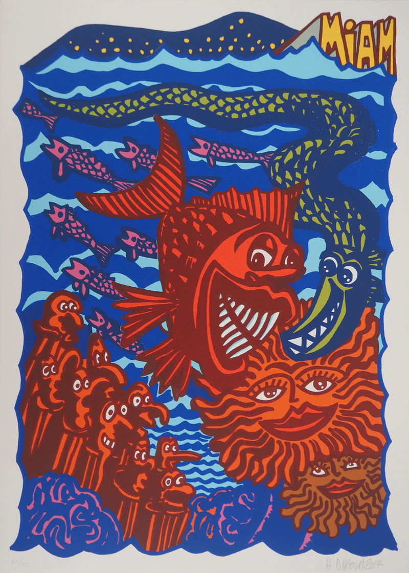 Hervé DI ROSA : Le poisson rouge, Sérigraphie originale (vue générale) - Crédit photo : Galerie Art.Paris