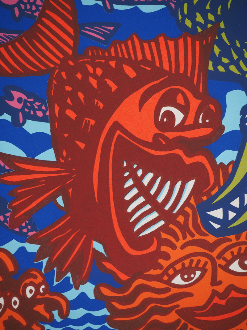 Hervé DI ROSA : Le poisson rouge, Sérigraphie originale (photo de détail 3) - Crédit photo : Galerie Art.Paris