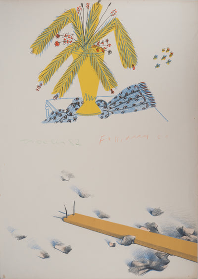 Alekos FASSIANOS : Composition au pot jaune, Lithographie originale (vue générale) - Crédit photo : Galerie Art.Paris