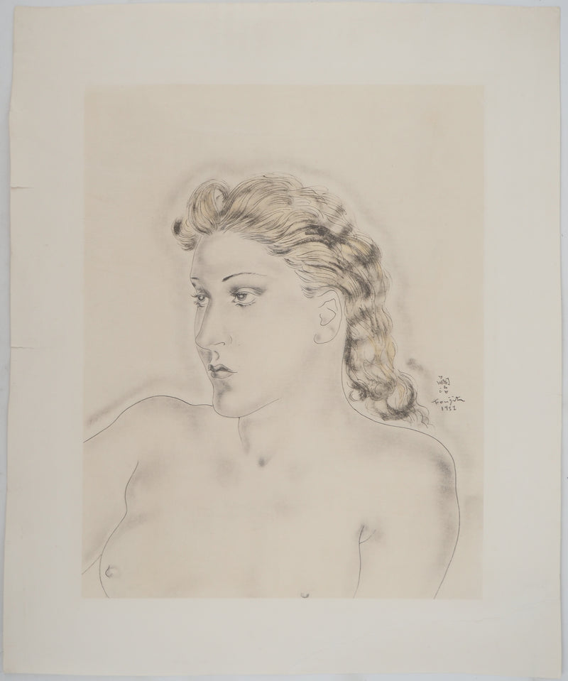 Léonard Tsuguharu FOUJITA : Jeune femme blonde, Héliogravure originale (vue générale) - Crédit photo : Galerie Art.Paris