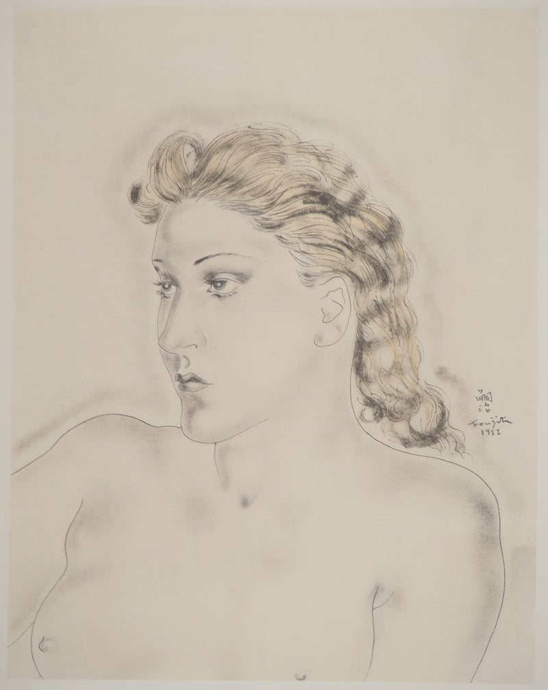 Léonard Tsuguharu FOUJITA : Jeune femme blonde, Héliogravure originale (photo de détail 3) - Crédit photo : Galerie Art.Paris