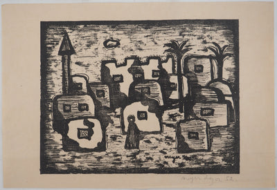 Meyer LAZAR : Village d'Orient, Gravure originale (vue générale) - Crédit photo : Galerie Art.Paris