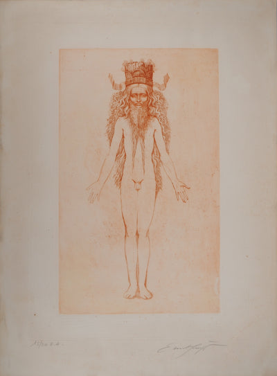 Ernst FUCHS : La Kabbale des origines : personnage, Gravure originale (vue générale) - Crédit photo : Galerie Art.Paris