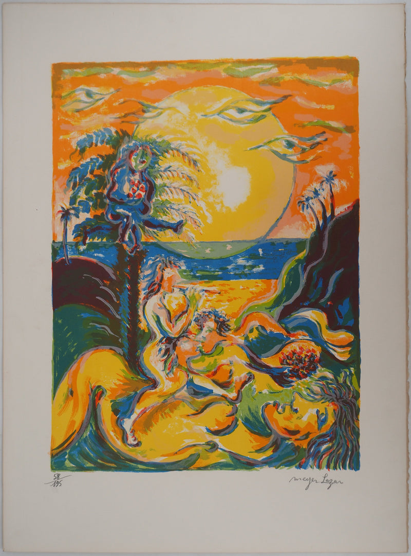 Meyer LAZAR : Amour sur la plage, Gravure originale (vue générale) - Crédit photo : Galerie Art.Paris