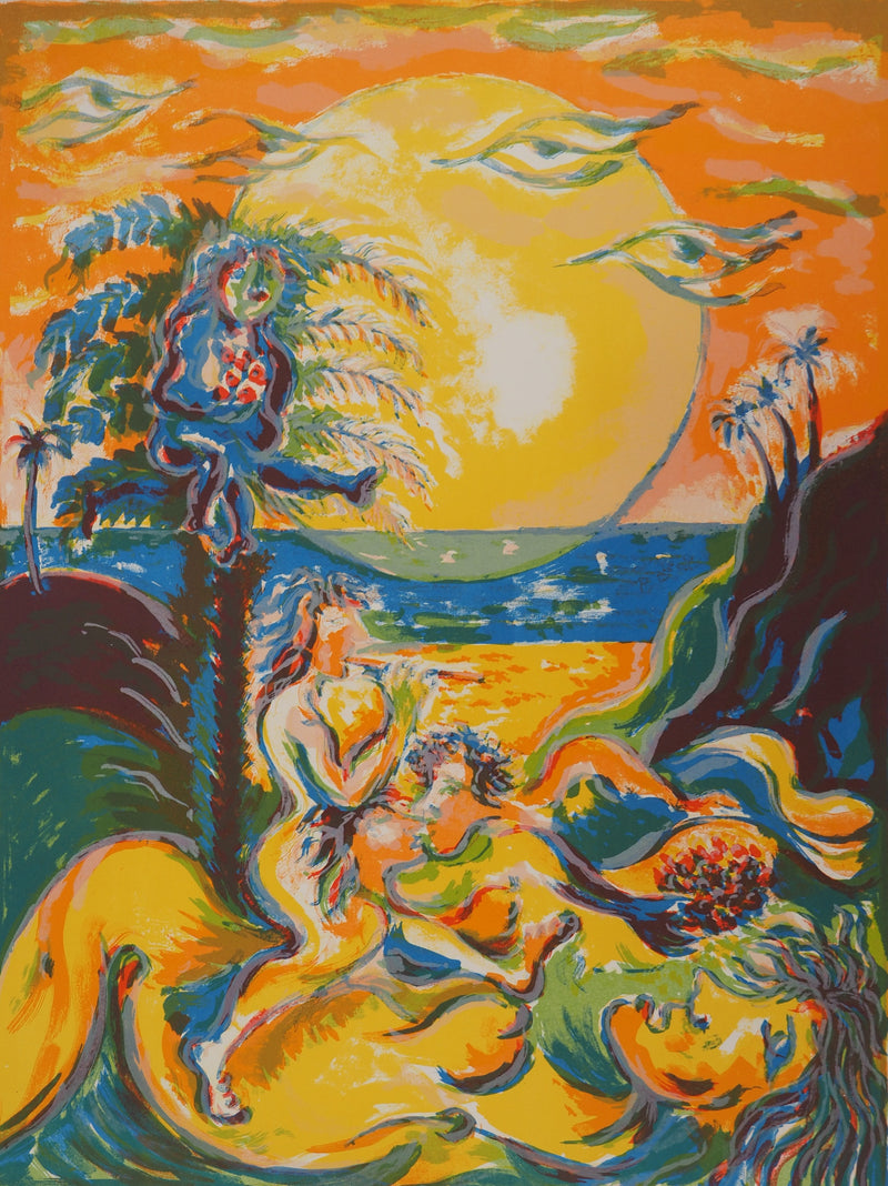 Meyer LAZAR : Amour sur la plage, Gravure originale (photo de détail 3) - Crédit photo : Galerie Art.Paris