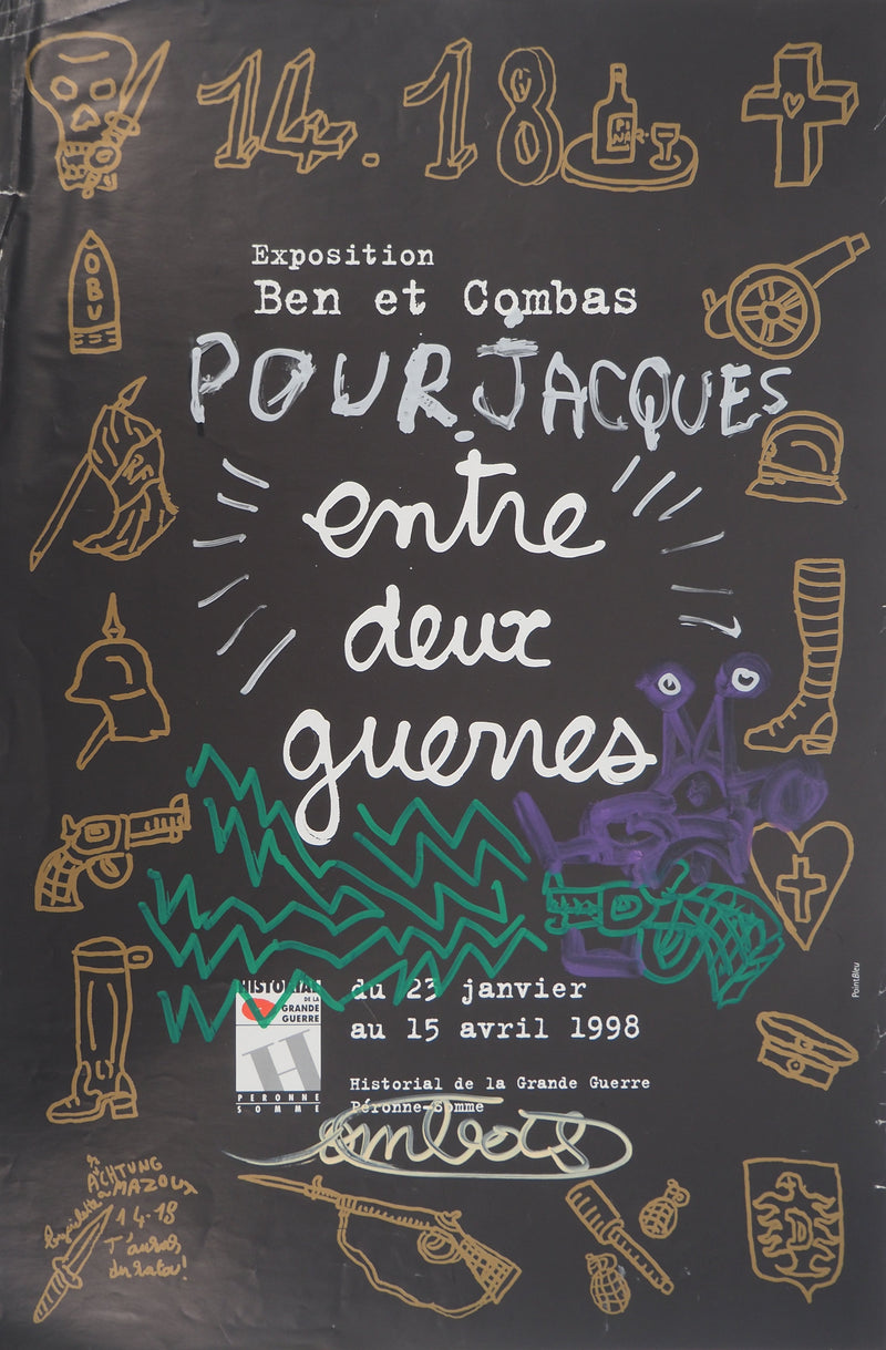 Robert COMBAS : Entre deux guerres, Quadrichromie originale signée