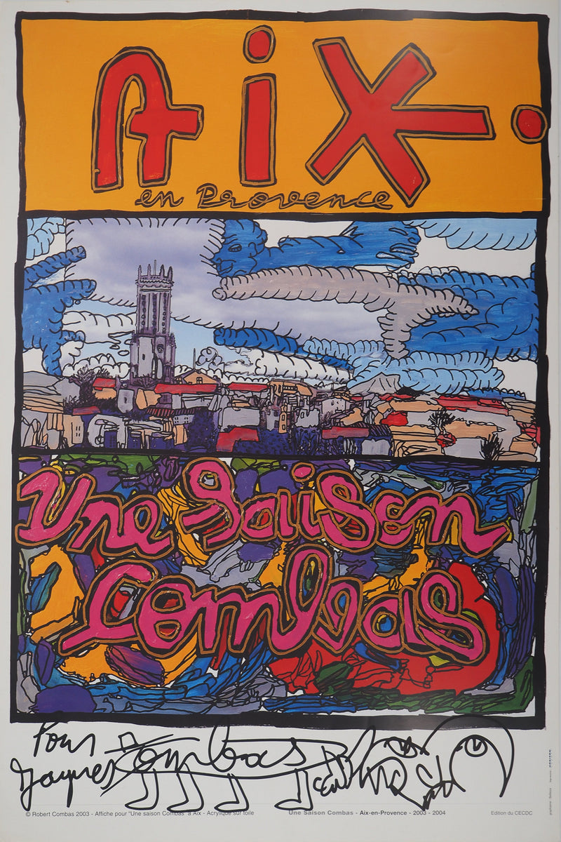 Robert COMBAS : Aix en Provence, Quadrichromie originale signée