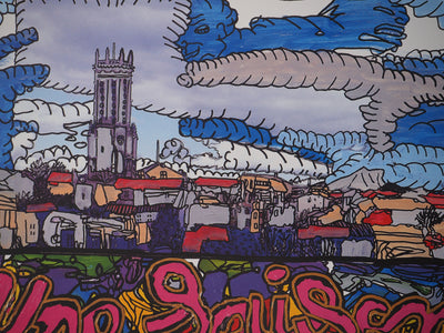Robert COMBAS : Aix en Provence, Quadrichromie originale signée