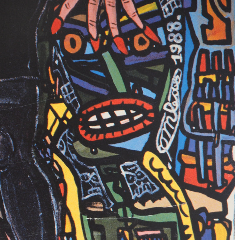 Robert COMBAS : Portrait de femme, Quadrichromie originale signée