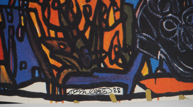 Robert COMBAS : Portrait de femme, Quadrichromie originale signée