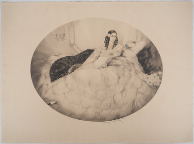 Louis ICART : Eventail noir, Gravure originale (vue générale) - Crédit photo : Galerie Art.Paris
