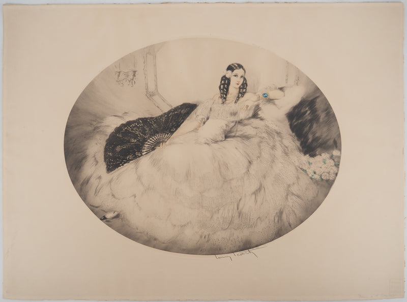 Louis ICART : Eventail noir, Gravure originale (vue générale) - Crédit photo : Galerie Art.Paris