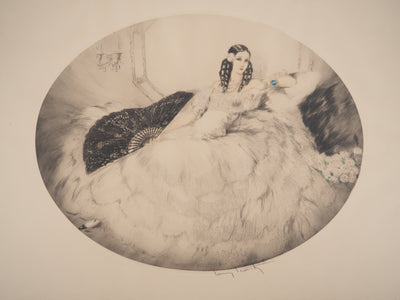Louis ICART : Eventail noir, Gravure originale (photo de détail 3) - Crédit photo : Galerie Art.Paris