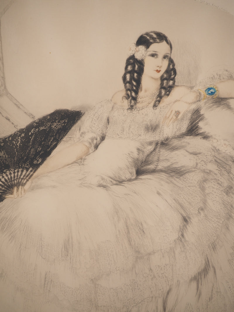 Louis ICART : Eventail noir, Gravure originale (photo de détail 5) - Crédit photo : Galerie Art.Paris