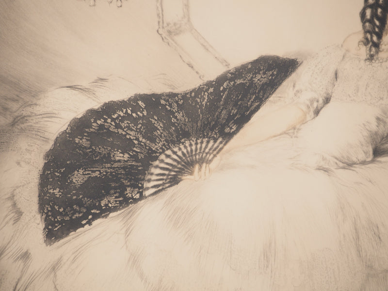 Louis ICART : Eventail noir, Gravure originale (photo de détail 6) - Crédit photo : Galerie Art.Paris