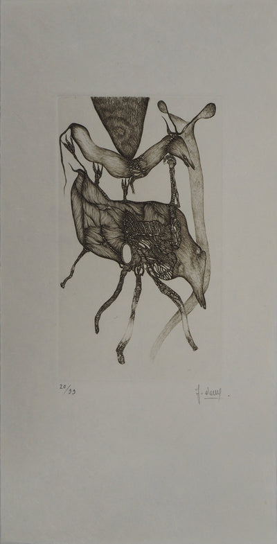 Fred DEUX : Alerte d'en haut, Gravure originale (vue générale) - Crédit photo : Galerie Art.Paris