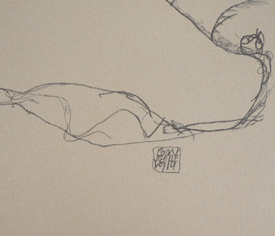Egon SCHIELE : Nu à la jambe levée, Lithographie originale (photo de détail 2) - Crédit photo : Galerie Art.Paris