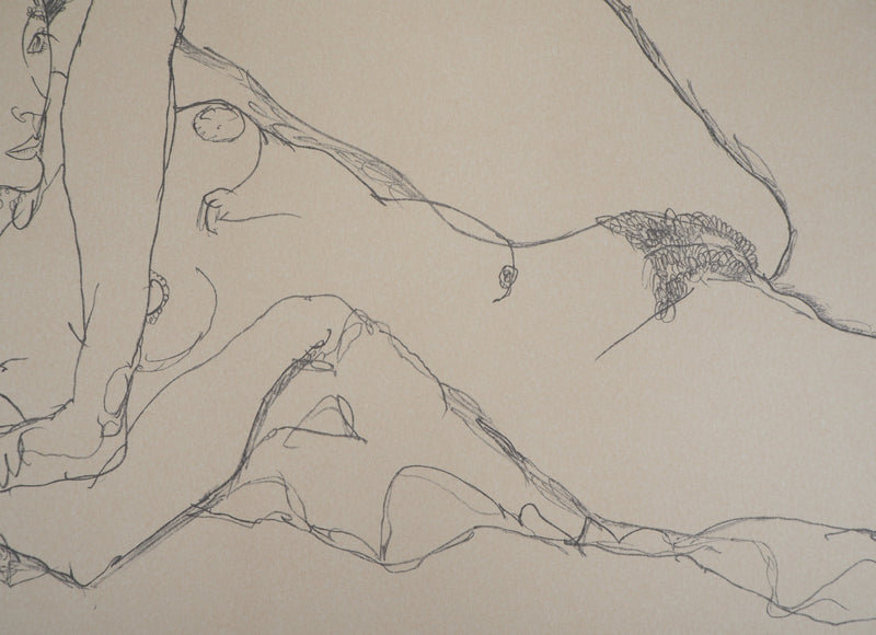 Egon SCHIELE : Nu à la jambe levée, Lithographie originale (photo de détail 6) - Crédit photo : Galerie Art.Paris