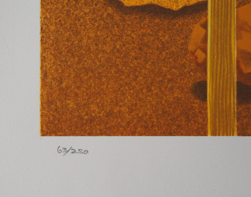 Victor VASARELY : Bouddha, Vie en jaune, Lithographie originale signée