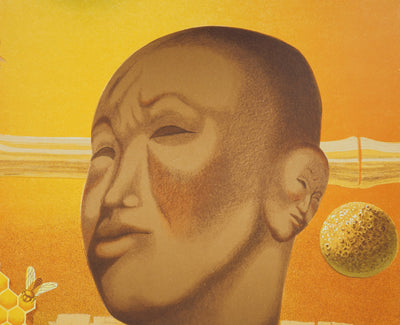 Victor VASARELY : Bouddha, Vie en jaune, Lithographie originale signée