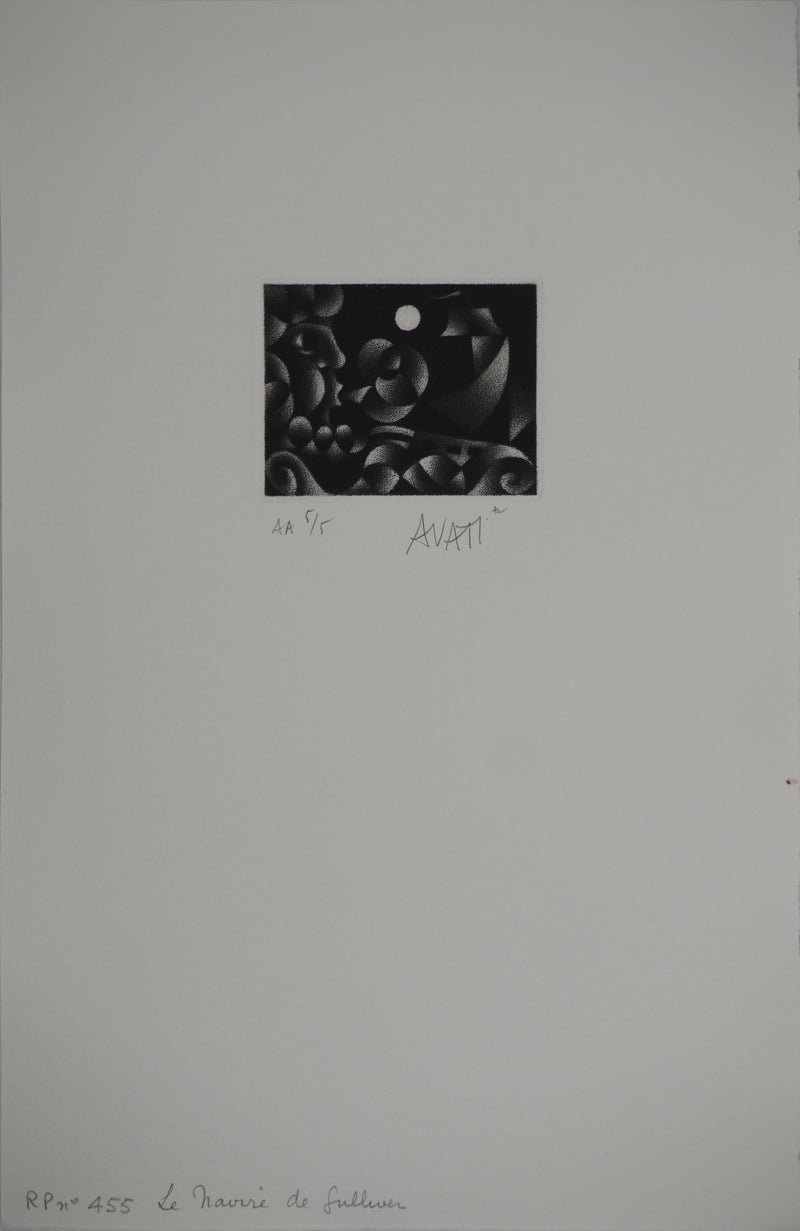 Mario AVATI : Le navire, Gravure originale (photo de détail 2) - Crédit photo : Galerie Art.Paris