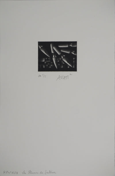 Mario AVATI : Les plumes, Gravure originale (photo de détail 2) - Crédit photo : Galerie Art.Paris