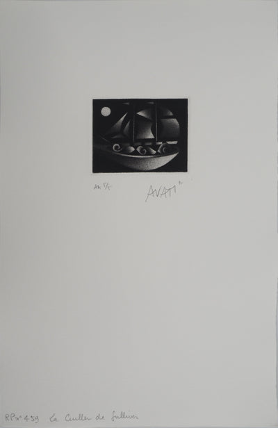 Mario AVATI : La cuillère, Gravure originale (photo de détail 2) - Crédit photo : Galerie Art.Paris