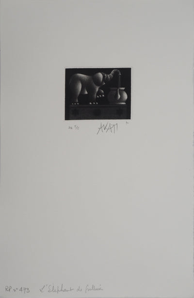 Mario AVATI : L'éléphant, Gravure originale (photo de détail 2) - Crédit photo : Galerie Art.Paris