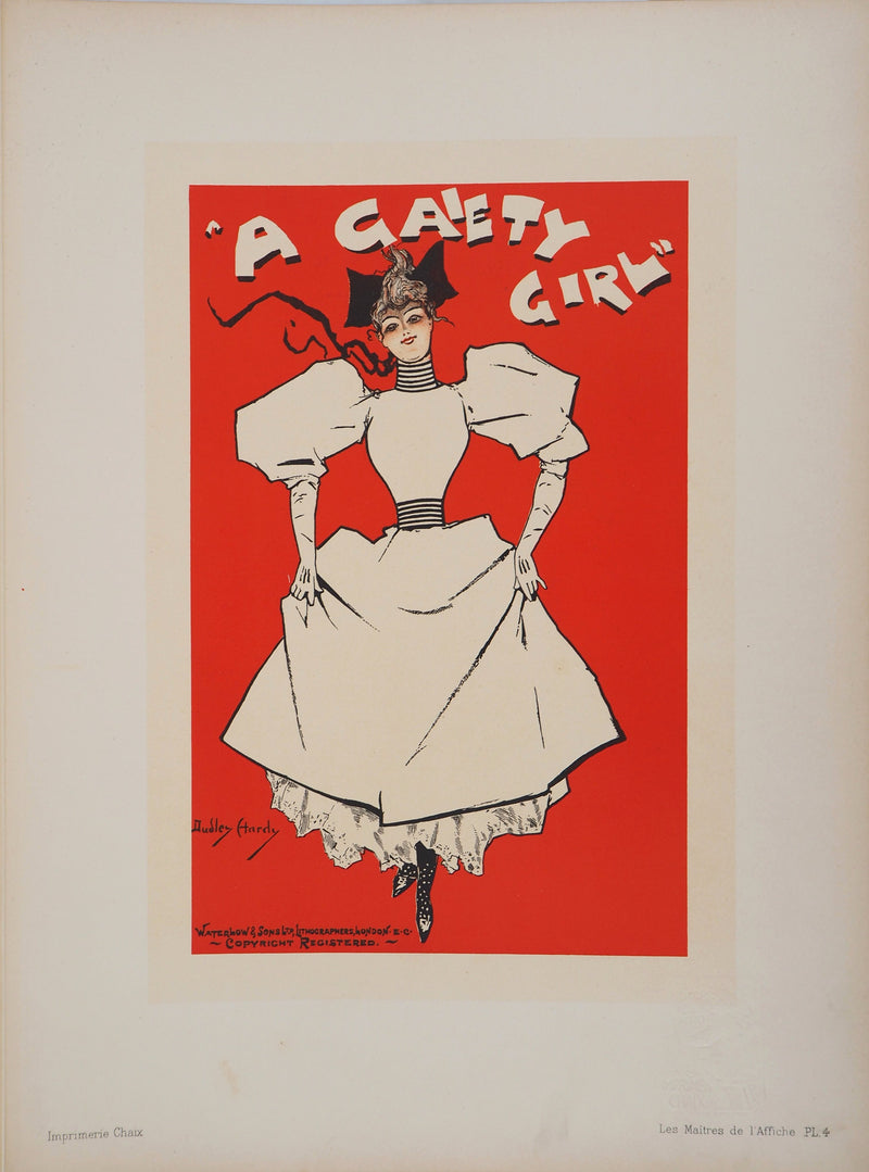 ADA Dudley HARDY, Cheerful Girl, 1895, Original signed lithograph