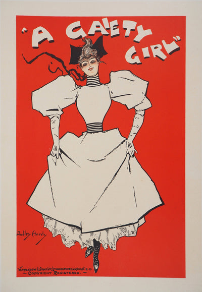 ADA Dudley HARDY, Cheerful Girl, 1895, Original signed lithograph