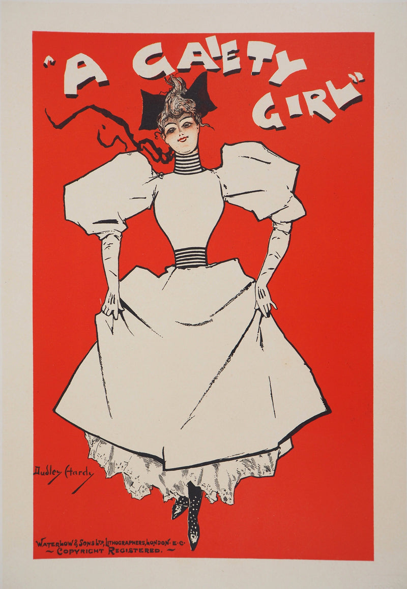 ADA Dudley HARDY, Cheerful Girl, 1895, Original signed lithograph