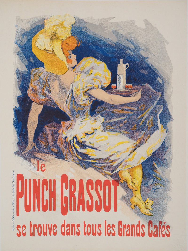 Jules CHERET : Le Punch Grassot, Lithographie originale signée