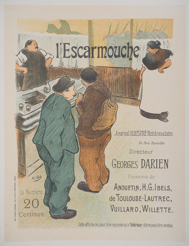 Henri-Gabriel IBELS: Pantomime, Pierrot and Harlequin, Original signed lithograph