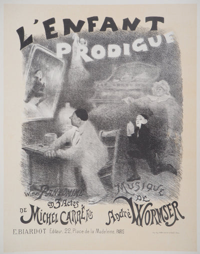 Adolphe WILLETTE : Enfant prodigue, Lithographie originale signée