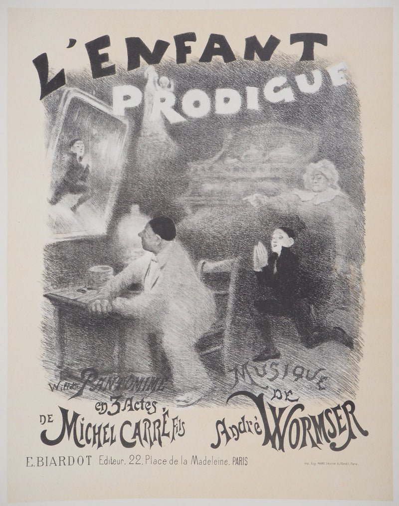 Adolphe WILLETTE : Enfant prodigue, Lithographie originale signée