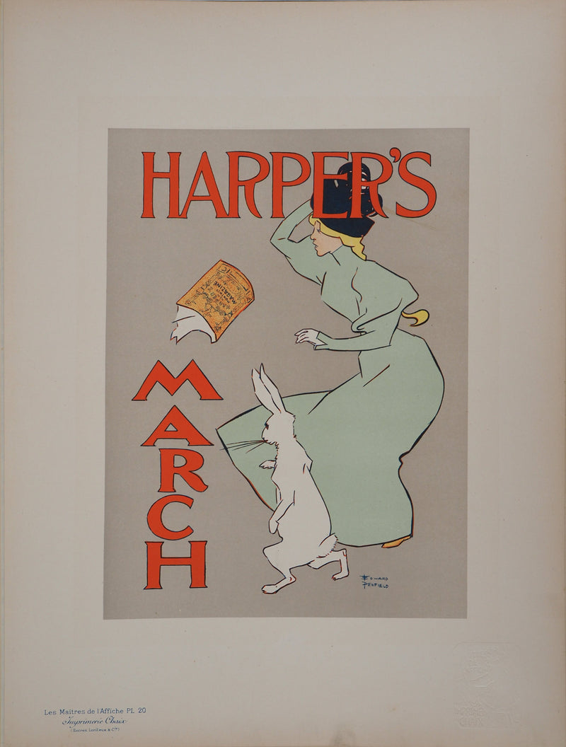 ADA Edward PENFIELD: Alice and Her Rabbit, 1895, Original Signed Lithograph
