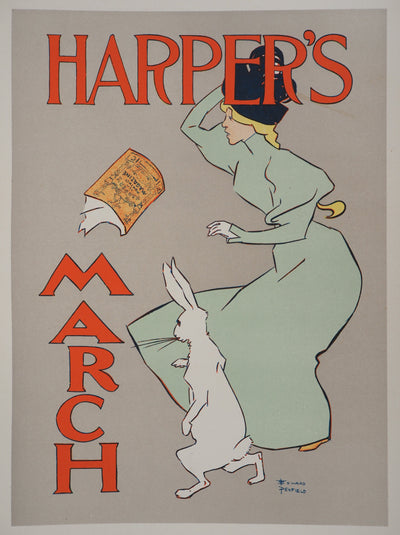 ADA Edward PENFIELD: Alice and Her Rabbit, 1895, Original Signed Lithograph